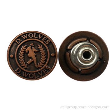 Metal alloy jeans button, used for jeans